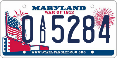 MD license plate 0AD5284