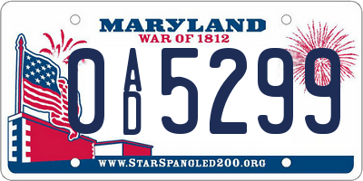 MD license plate 0AD5299