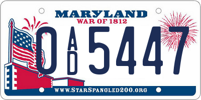 MD license plate 0AD5447