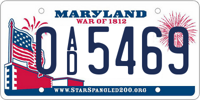 MD license plate 0AD5469