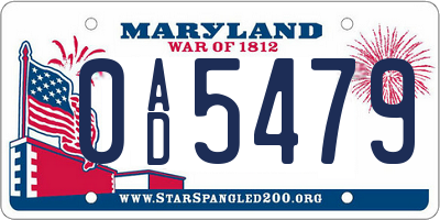 MD license plate 0AD5479