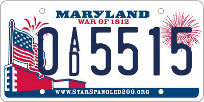 MD license plate 0AD5515