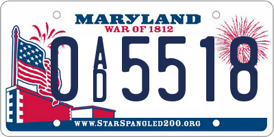 MD license plate 0AD5518