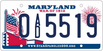 MD license plate 0AD5519