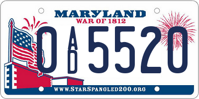 MD license plate 0AD5520