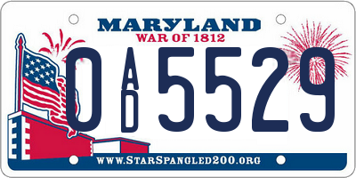 MD license plate 0AD5529