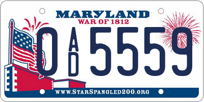 MD license plate 0AD5559