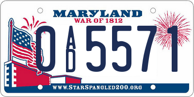 MD license plate 0AD5571