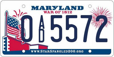 MD license plate 0AD5572