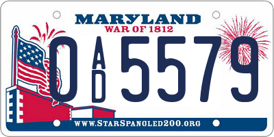 MD license plate 0AD5579