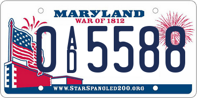 MD license plate 0AD5588