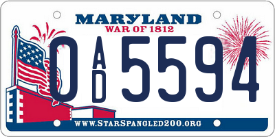 MD license plate 0AD5594