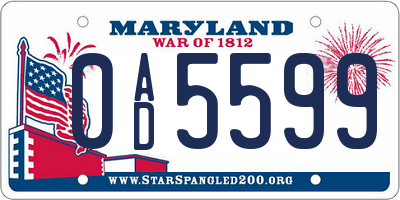 MD license plate 0AD5599