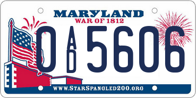 MD license plate 0AD5606