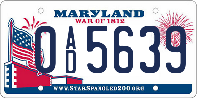 MD license plate 0AD5639