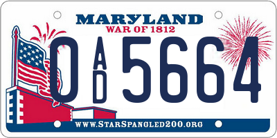 MD license plate 0AD5664