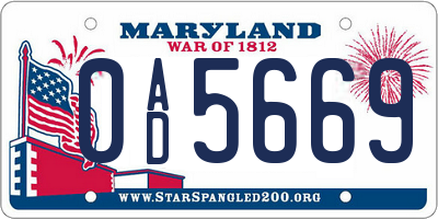 MD license plate 0AD5669