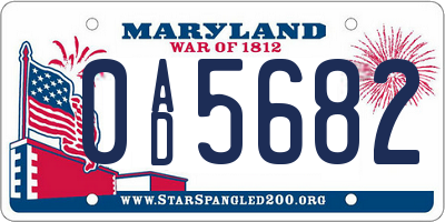 MD license plate 0AD5682