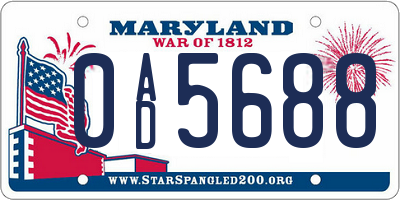 MD license plate 0AD5688