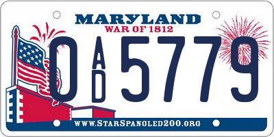 MD license plate 0AD5779