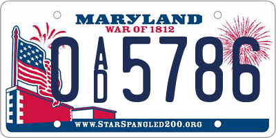 MD license plate 0AD5786