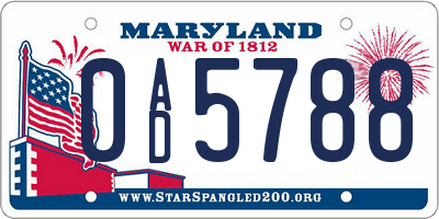 MD license plate 0AD5788