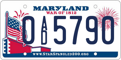 MD license plate 0AD5790