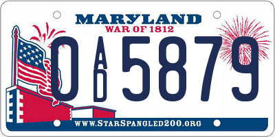 MD license plate 0AD5879