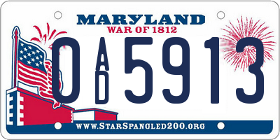 MD license plate 0AD5913