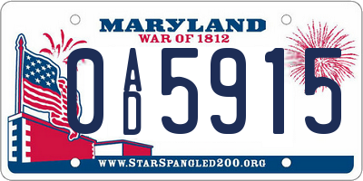 MD license plate 0AD5915