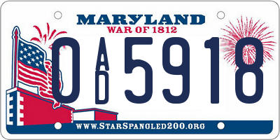 MD license plate 0AD5918