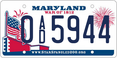 MD license plate 0AD5944