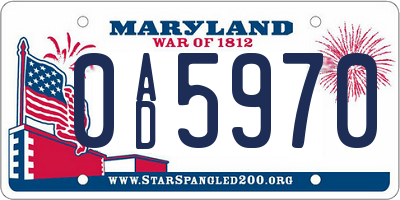 MD license plate 0AD5970