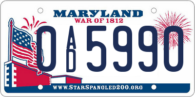 MD license plate 0AD5990