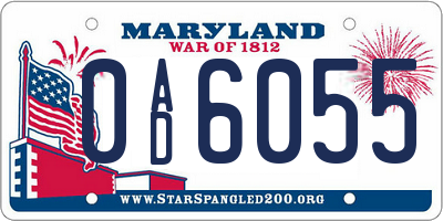 MD license plate 0AD6055