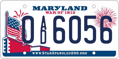 MD license plate 0AD6056