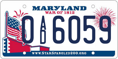 MD license plate 0AD6059