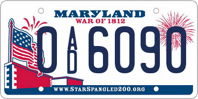MD license plate 0AD6090