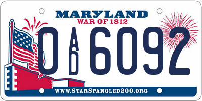 MD license plate 0AD6092