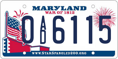 MD license plate 0AD6115