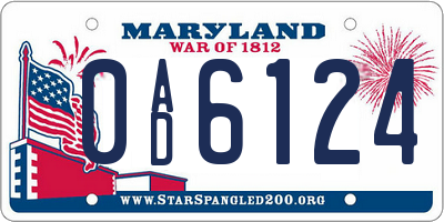 MD license plate 0AD6124