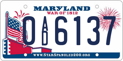 MD license plate 0AD6137