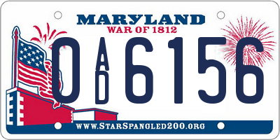 MD license plate 0AD6156