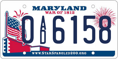 MD license plate 0AD6158