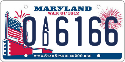MD license plate 0AD6166