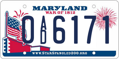 MD license plate 0AD6171
