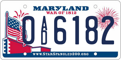 MD license plate 0AD6182