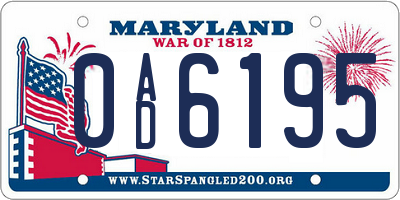 MD license plate 0AD6195