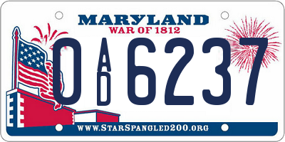 MD license plate 0AD6237