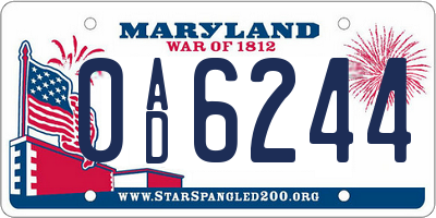 MD license plate 0AD6244